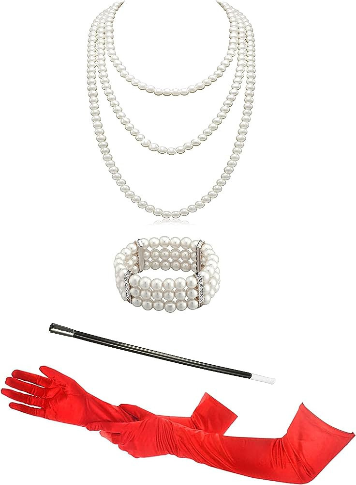 Zivyes Red Gloves Cruella Deville Costume Women Dalmatian Accessories Necklace Bracelet Gloves Pl... | Amazon (US)