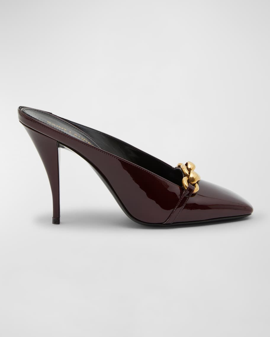 Saint Laurent Le Maillon Chain Leather Mule Pumps | Neiman Marcus