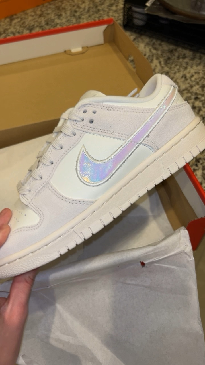 Adorable, trendy, casual women’s sneakers 😍

They run big so be sure to size down atleast a full size. I could have even done a size and a half down. 

#trendyshoes #womenssneakers #nikesneakers #sneakerhead #cuteshoes #nikedunklow #iridescent #viralshoes #newshoedrop 

#LTKActive #LTKGiftGuide #LTKShoeCrush