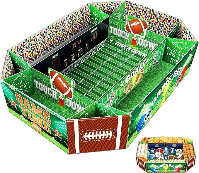 Football Party Supplies Kit - Large 23.62x17 inch Football Snack Stadium Tray Display & Cardboard... | Amazon (US)
