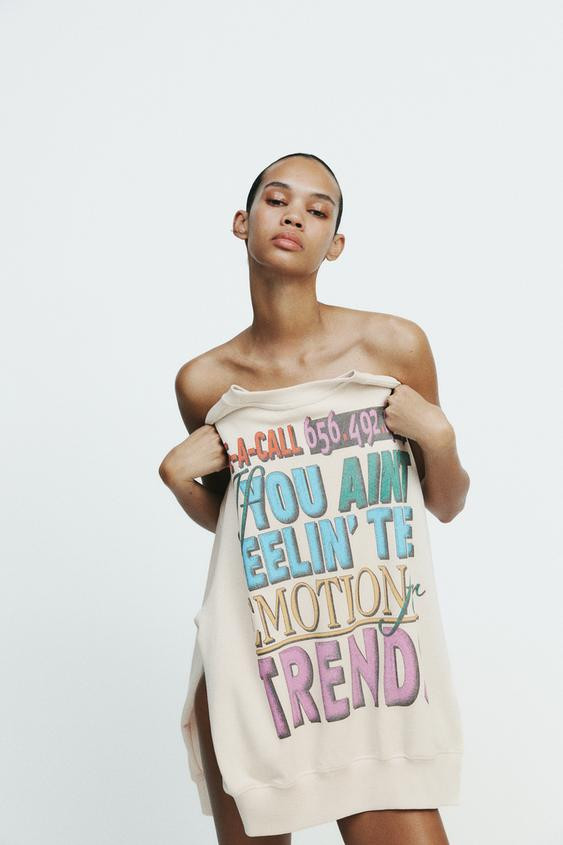 WASHED EFFECT SWEATSHIRT WITH TEXT | Zara US