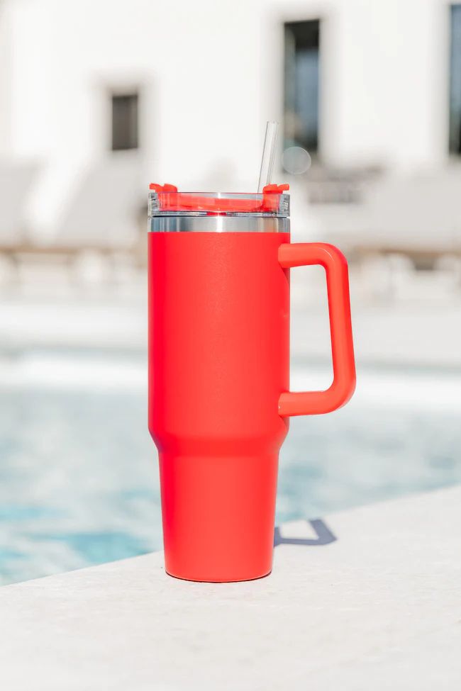 Sippin' Pretty Red 40 oz Drink Tumbler With Lid And Straw DOORBUSTER | Pink Lily