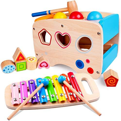 rolimate Hammering Pounding Toys Wooden Educational Toy Xylophone Shape Sorter, Birthday Gift for... | Amazon (US)