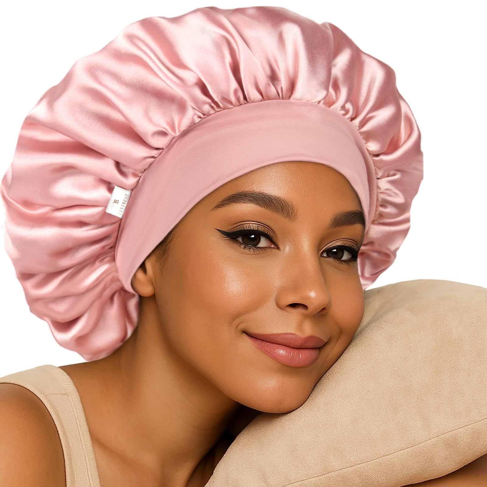 YANIBEST Silk Bonnet for Sleeping Women, Double Layer Hair Satin Bonnets with Elastic Band, Sleep... | Amazon (US)