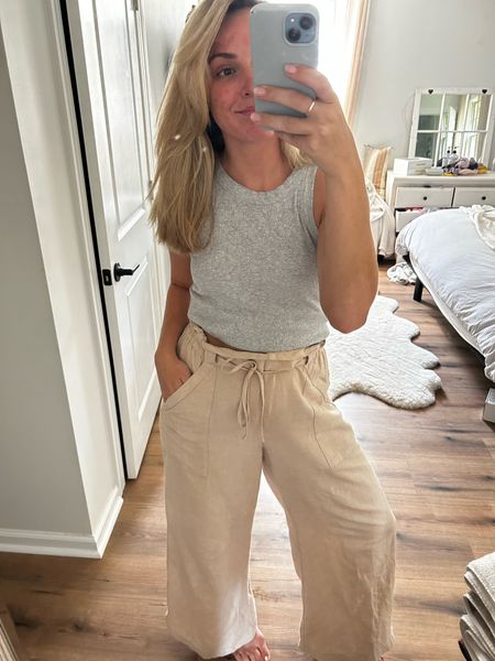 Linen pants, linen beige pants, linen outfit, racerback tank, summer outfit, summer neutral outfit, summer outfit ideas, mom outfits, grey tank top, grey tank top outfit, linen outfit

#LTKSeasonal #LTKFindsUnder50 #LTKMidsize