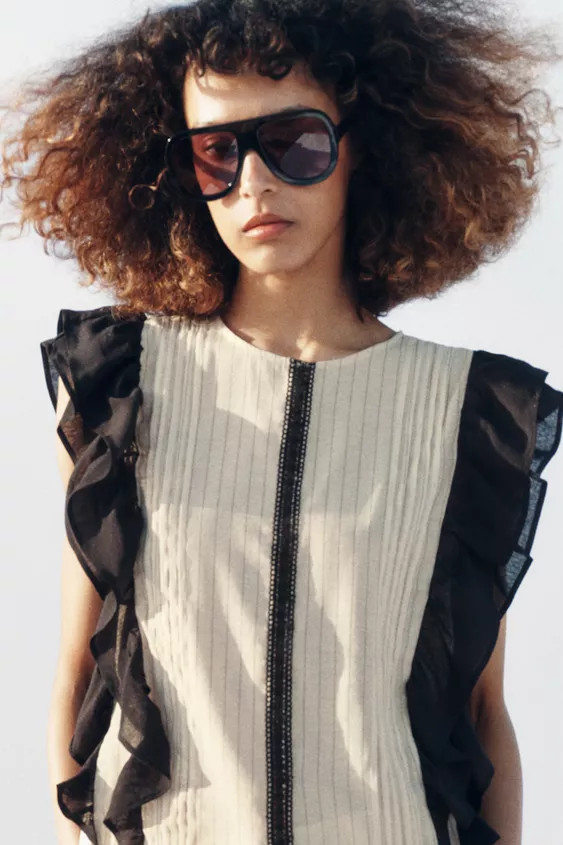 RUFFLED STRIPED BLOUSE | Zara US