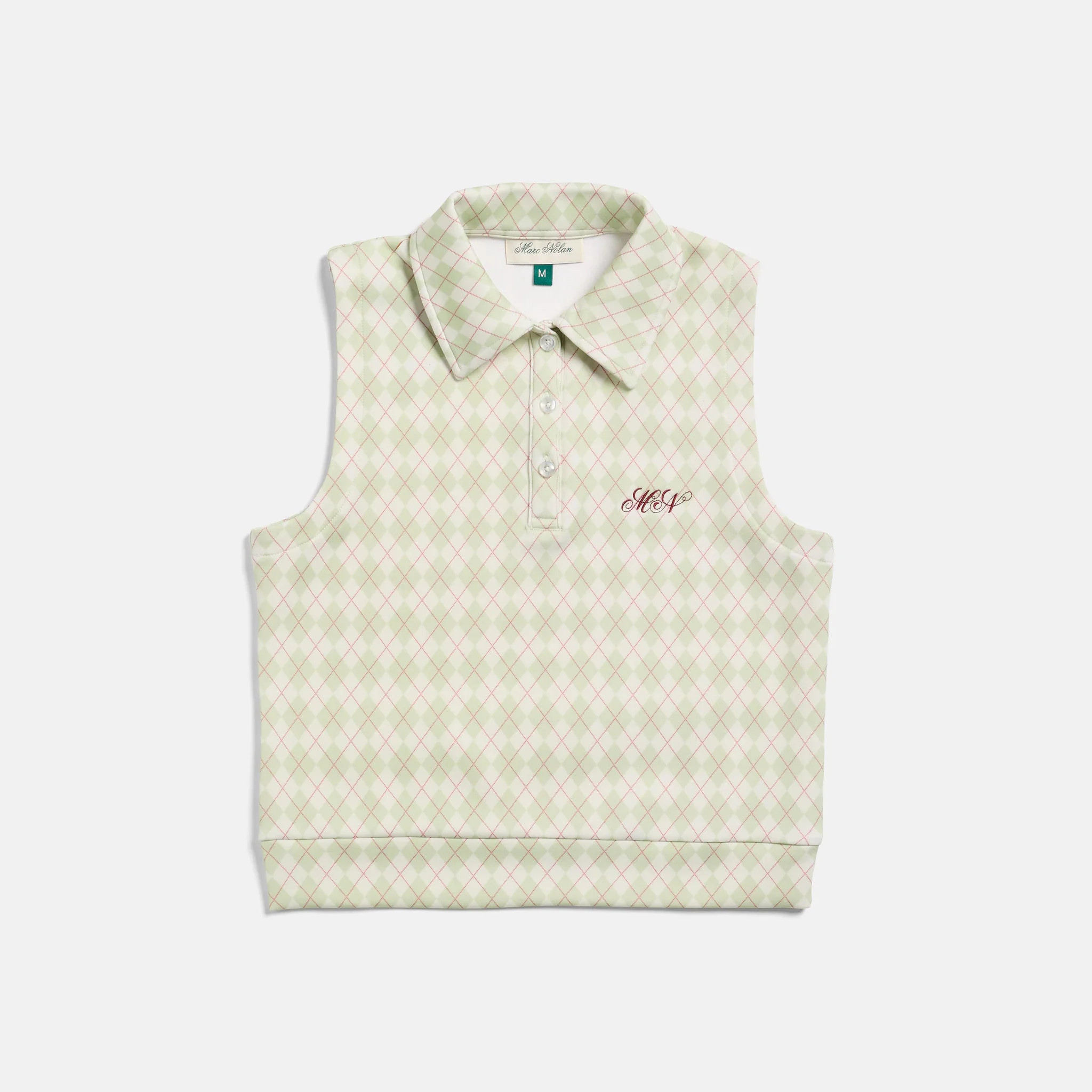 Women's Argyle Golf Vest - Cream/Sage | Marc Nolan