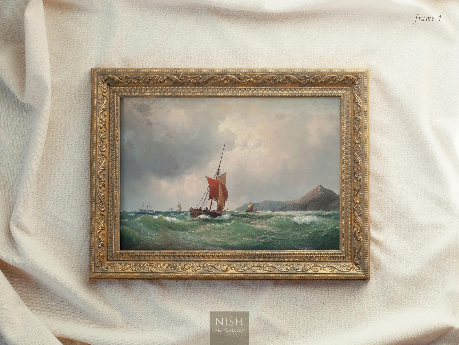 Muted Sailboat Painting Landscape Wall Art Vintage Art - Etsy | Etsy (US)