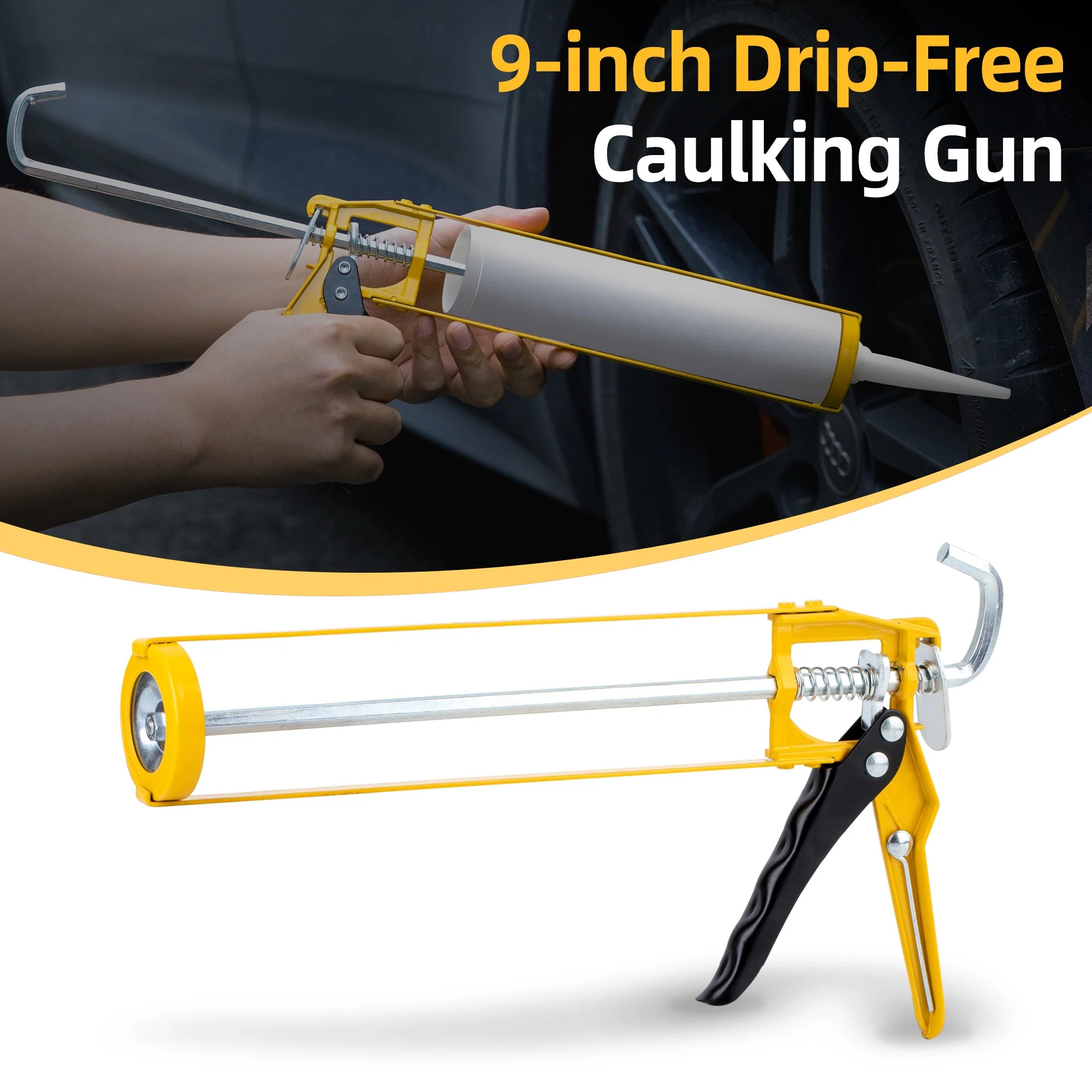 Deli 9-inch Drip-Free Caulking Gun with Ergonomic Steel Handle,Adjustable Hand ,Smooth Round Rod ... | Walmart (US)