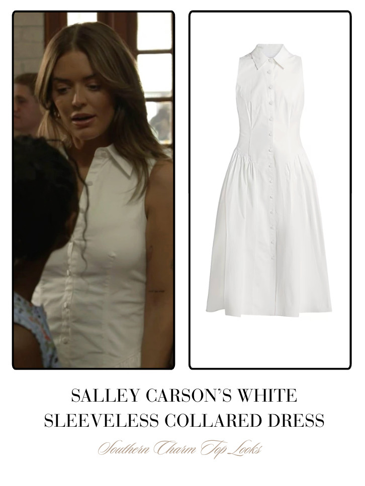 Salley Carson's White Sleeveless Collared Dress  

 