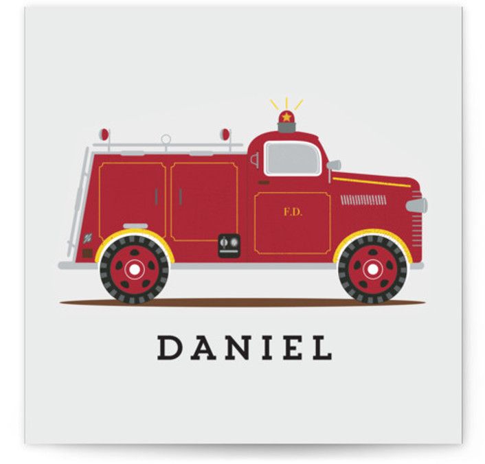 Red Fire Engine #1 Large Personalizable Pillow | Minted