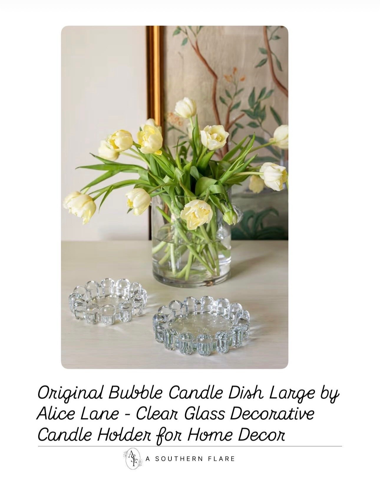 Original Bubble Candle Dish Large by Alice Lane - Clear Glass Decorative Candle Holder for Home Decor, Large Candles & Diffusers