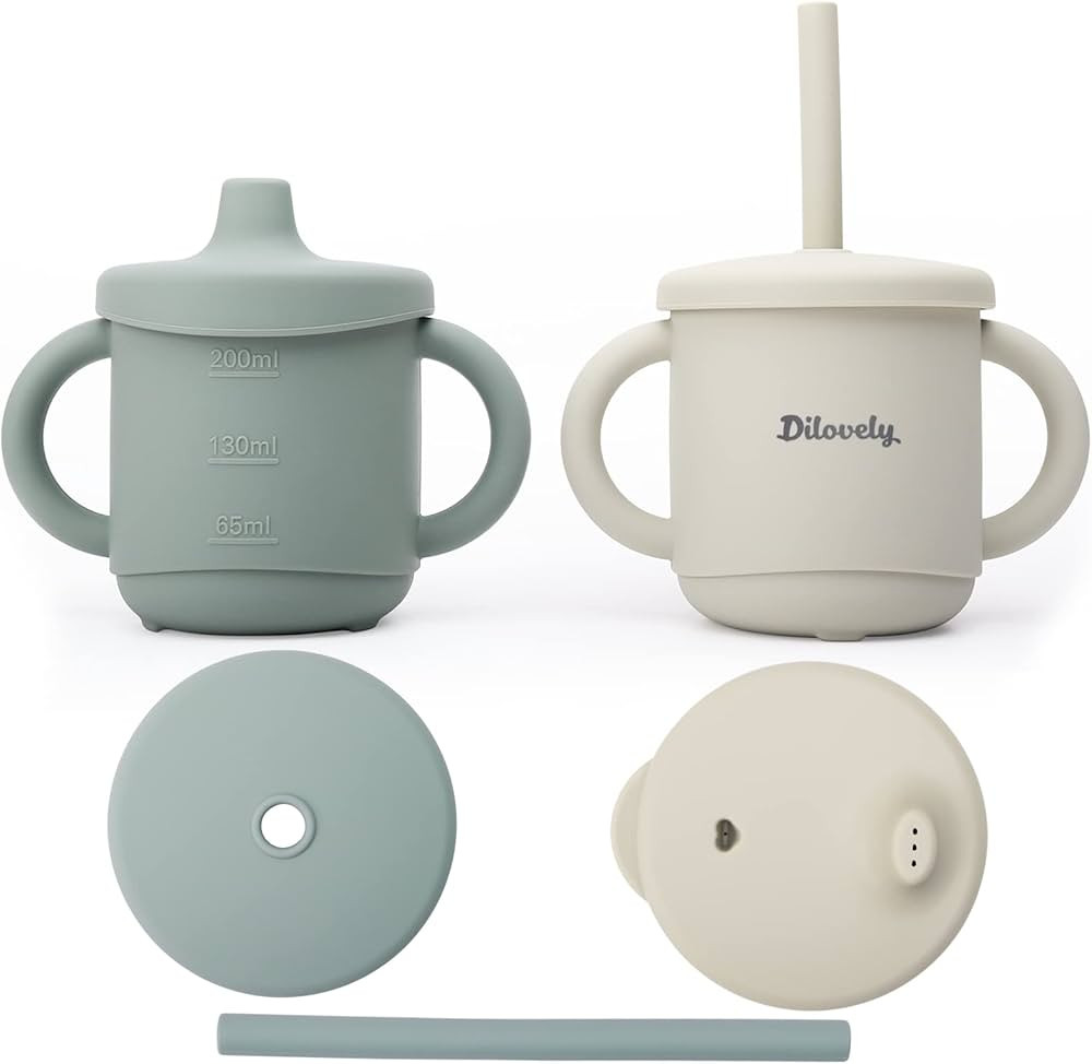 Dilovely Silicone Sippy Cup for Toddler, Transition Straw Cups for baby 12 months +, 3 in 1 Train... | Amazon (US)