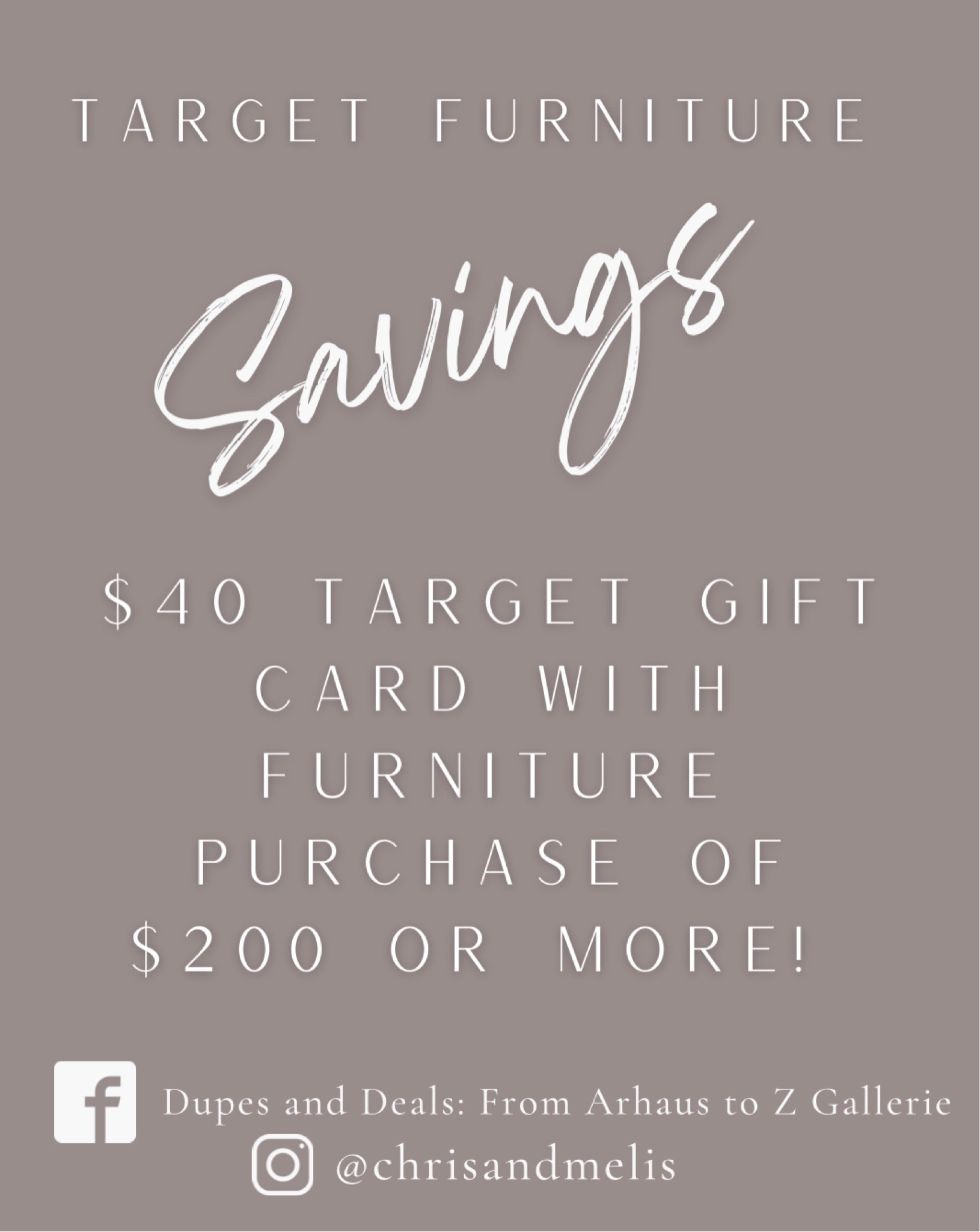 Receive a $40 target gift card with a furniture purchase of $200 or more! Girl math it’s like getting a free throw pillow and decoration for free 😂

#LTKsalealert #LTKfindsunder100 #LTKhome