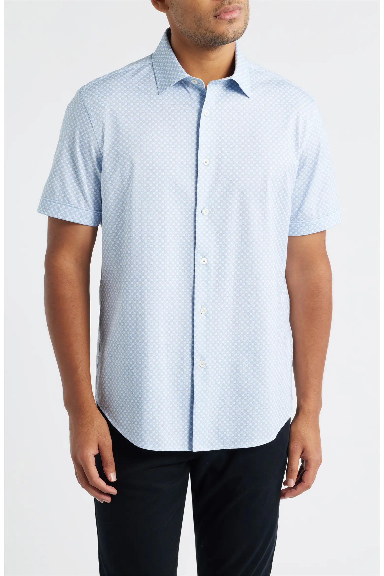 Bugatchi Miles OoohCotton® Print Short Sleeve Button-Up Shirt (Men) | Nordstrom | Nordstrom