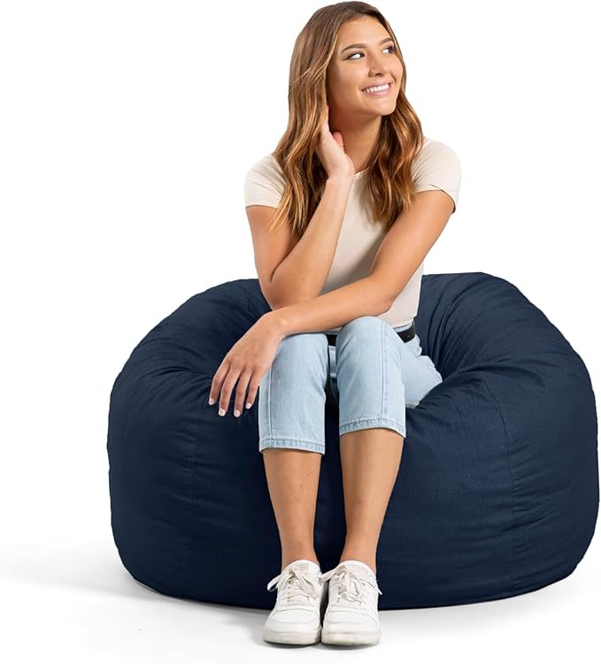 Big Joe Fuf Medium Foam Filled Bean Bag Chair with Removable Cover, Cobalt Lenox, Durable Woven P... | Amazon (US)