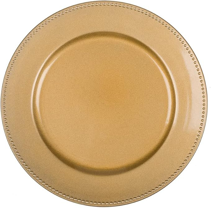 Gold Charger Plates, 13" Round Beaded Charger Plates, Plastic Chargers for Dinner Plate, Plate Ch... | Amazon (US)