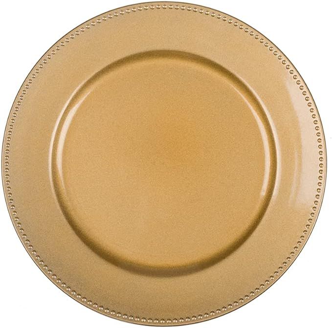Gold Charger Plates, 13" Round Beaded Charger Plates, Plastic Chargers for Dinner Plate, Plate Ch... | Amazon (US)