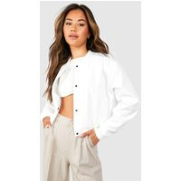 Womens Pocket Detail Bomber Jacket - White - 14, White | Boohoo.com (UK & IE)