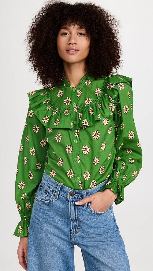 KITRI Raya Retro Floral Cotton Voile Shirt | SHOPBOP | Shopbop