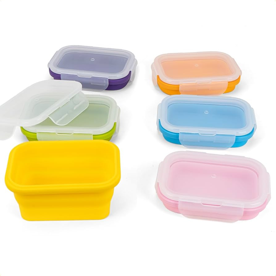 Reusable Silicone Snack Sontainers with Lids, 14oz, Small Collapsible Food Storage Containers for... | Amazon (US)