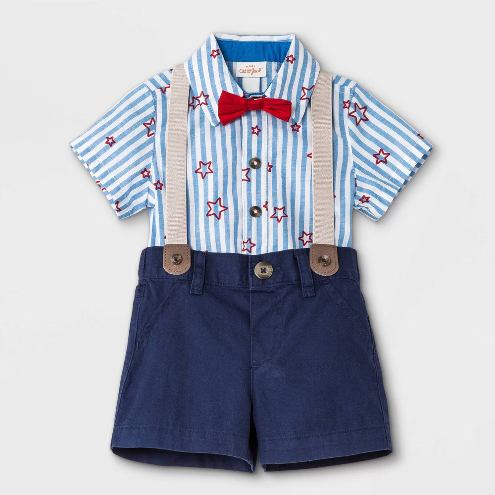 Baby Boys' Star Striped Top & Bottom Set - Cat & Jack Blue 12M | Target