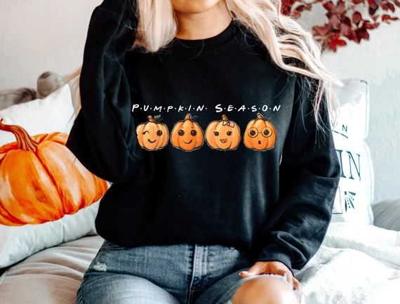 Pumpkin season sweatshirt, Cute Fall Graphic Sweatshirt, Women's Halloween Sweatshirt, Retro Fall... | Etsy (US)