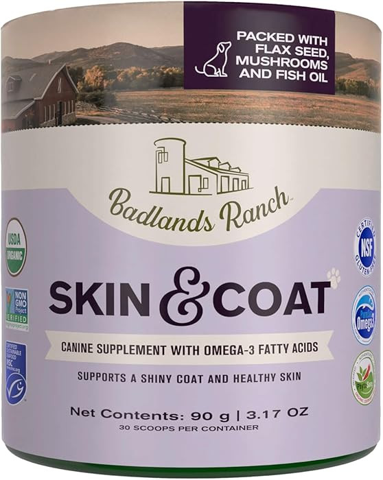 Badlands Ranch - Skin & Coat Canine Supplement w/Omega-3 Fatty Acids, Org. Ingredients, Antioxida... | Amazon (US)