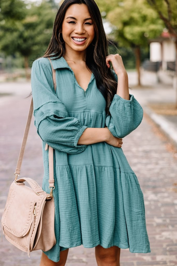 Know Who You Are Teal Blue Tiered Dress | The Mint Julep Boutique