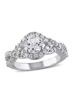 Belk & Co. 2.2 ct. t.w. Created White Sapphire Crossover Twist Engagement Ring in Sterling Silver | Belk