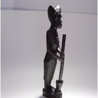 Carved Wooden Figurine African Woman in Dress Holding A Spear Vintage Wood Statue Travel Souvenir Gi | Etsy (US)