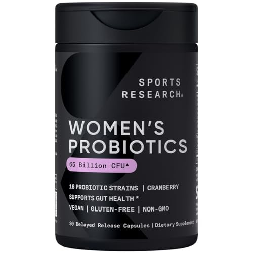 Sports Research Women's Probiotics with Prebiotics, 65 Billion CFU - Vegan Capsules for Gut Health & Digestive Support, Probiotics for Women with Cranberry - Non-GMO Verified & Gluten Free - 30 Count | Amazon (US)