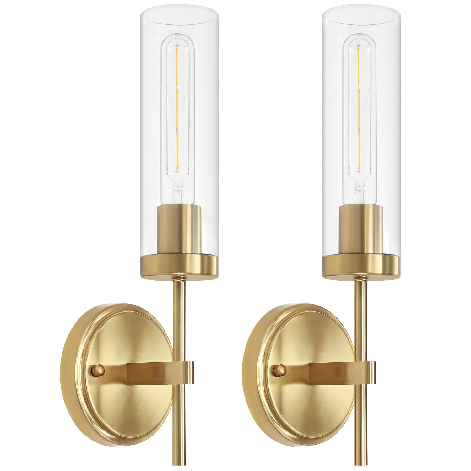 Bathroom Wall Sconces Set of 2,Brushed Gold Modern Vanity Light Fixtures,Hardwired Wall Sconces w... | Amazon (US)