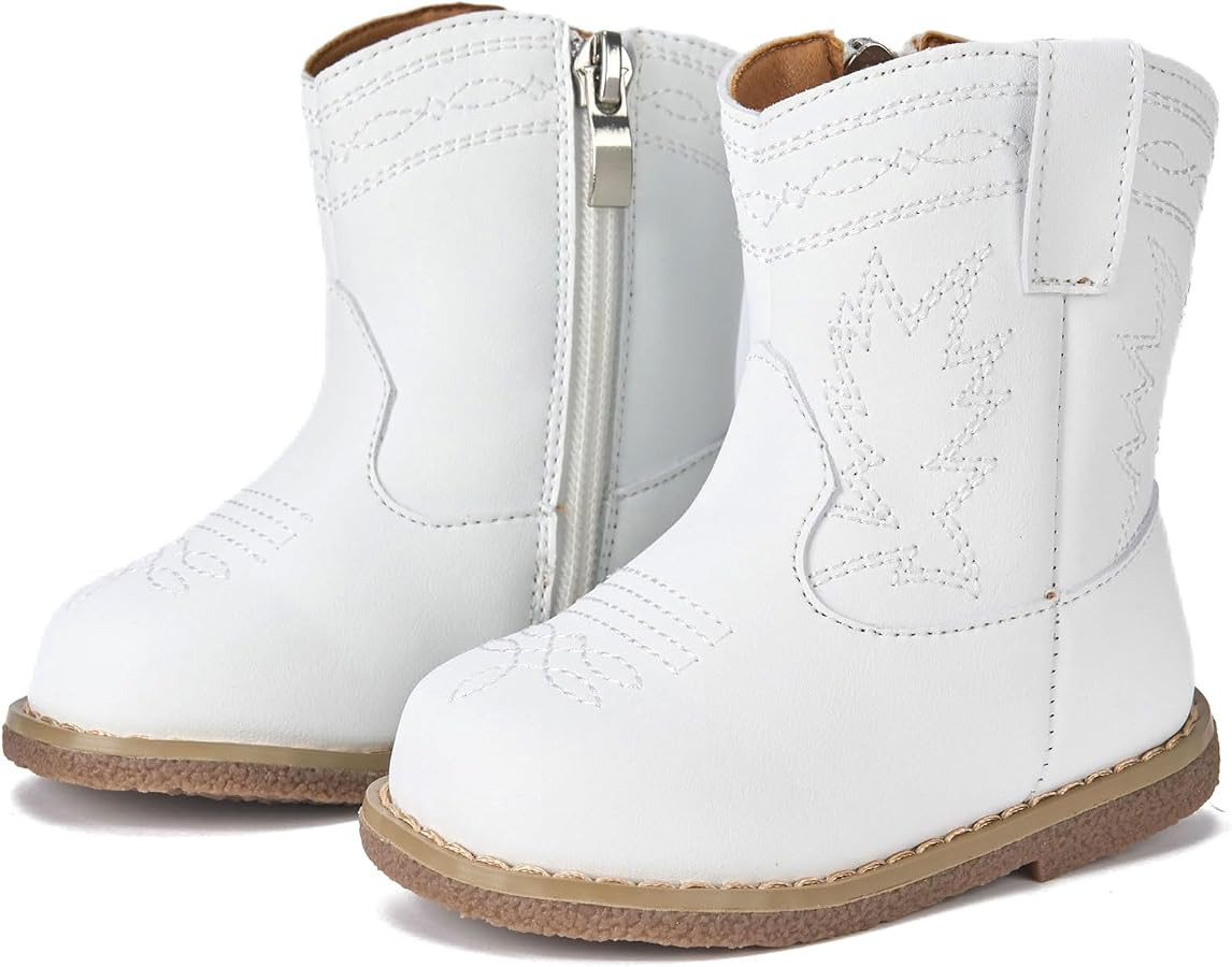 Newsonet Baby Cowboy Cowgirl Boots Infant Western Boots Toddler Boys Girls Round Toe Riding Mid C... | Amazon (US)
