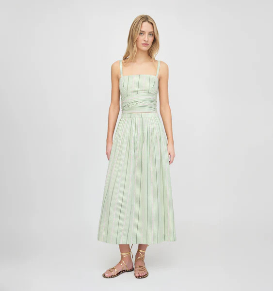 The Ame Skirt - Green Jacquard Stripe | Hill House Home US