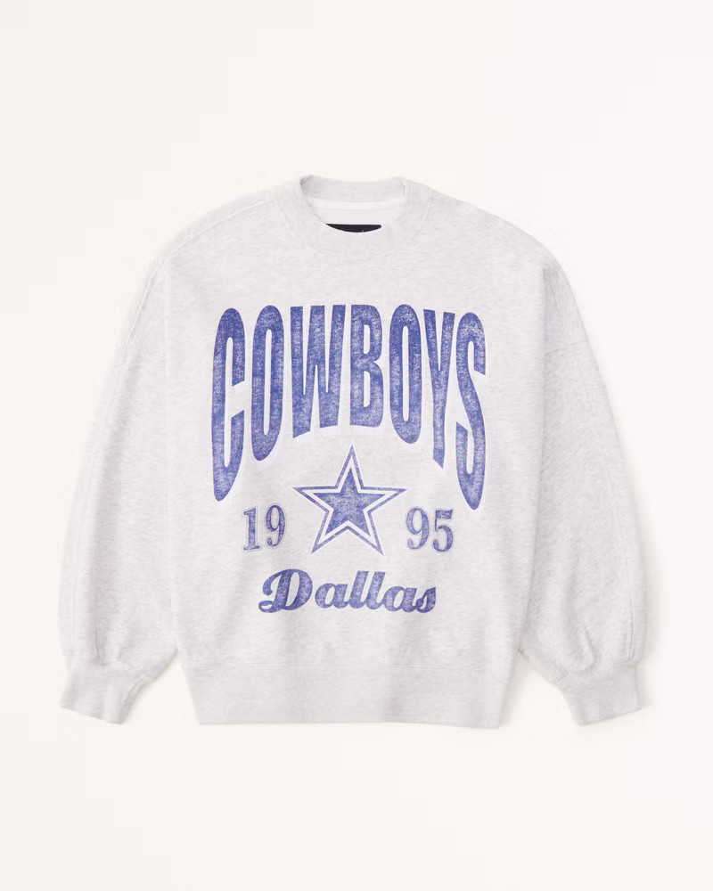 Abercrombie & Fitch Women's Dallas Cowboys Graphic Oversized Sunday Crew in Light Grey - Size XXS | Abercrombie & Fitch (US)