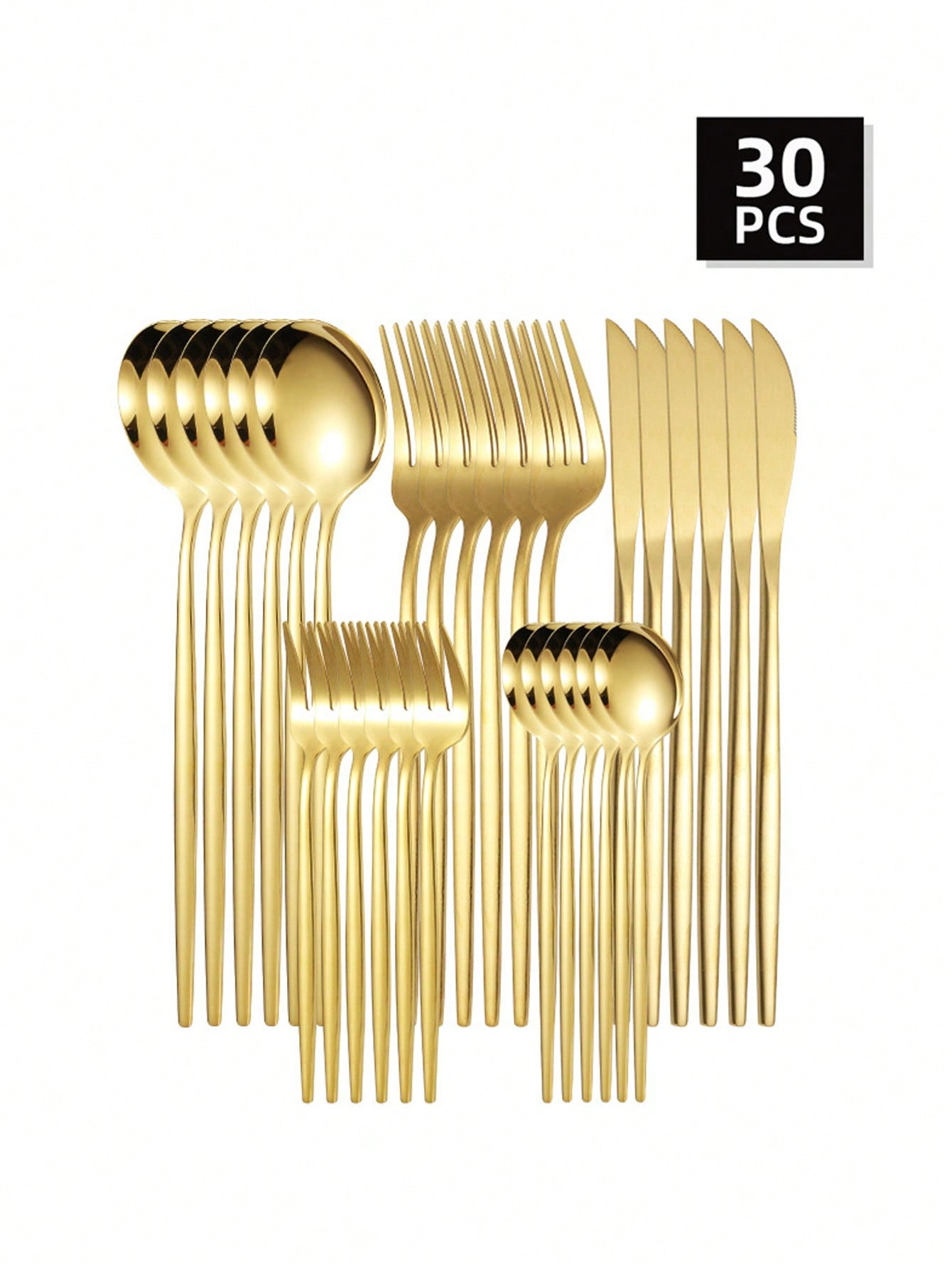 5/20/30 Pieces Set Stainless Steel Cutlery Set With Knife, Fork And Spoon, Suitable For Family, H... | SHEIN