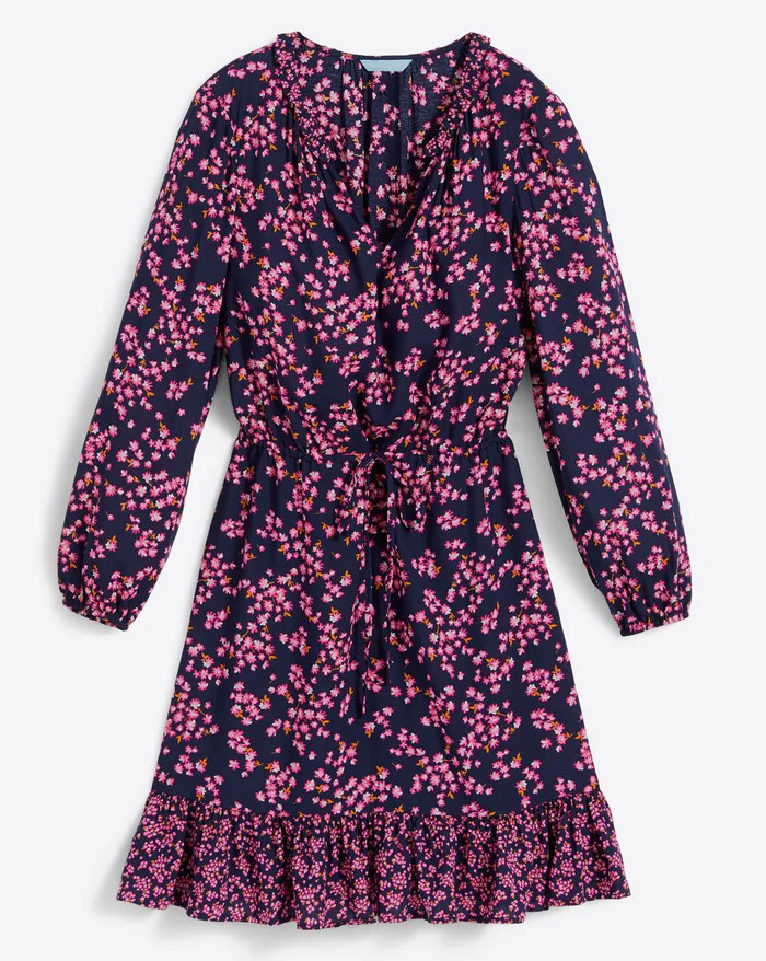 Lucinda Popover Dress in Navy Cherry Blossom | Draper James (US)