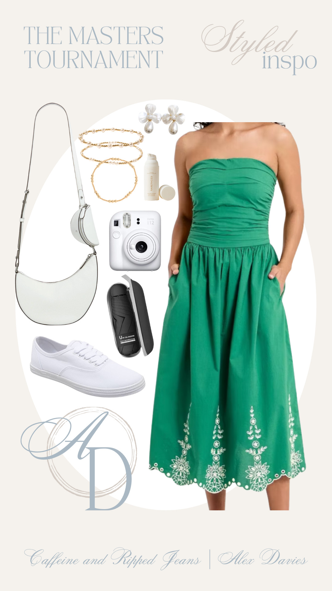 // outfit inspo for the masters tournament // golf spectating outfit // dress for the masters // outfit for the masters // golf outfit // golf spectating // polaroid camera // enewton bracelets // kate spade cross body // spf // barefaced sunscreen // mini umbrella // 

 #LTKootd #LTKSeasonal #LTKBeauty