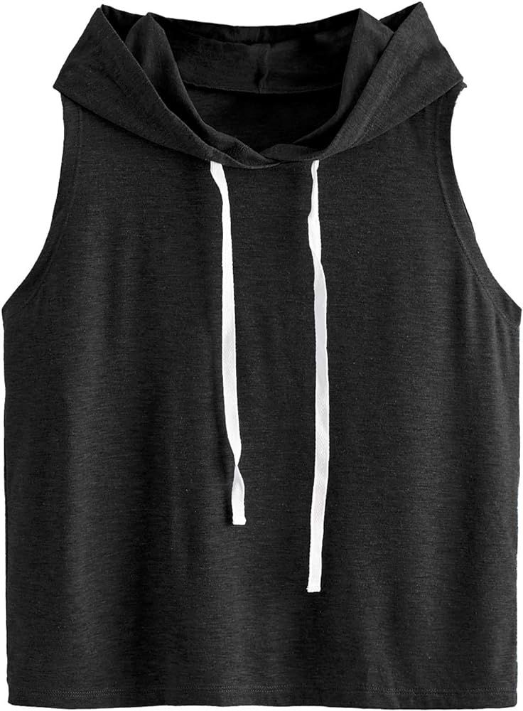 SweatyRocks Women's Summer Sleeveless Hooded Tank Top T-Shirt for Athletic Exercise Relaxed Breathab | Amazon (US)