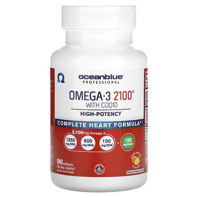 OceanBlue, Professional, Omega-3 2100 With COQ10, High-Potency, Natural Orange, 90 Softgels | iHerb