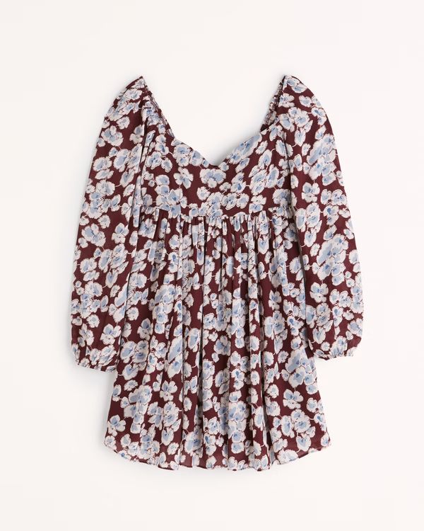 Long-Sleeve Babydoll Mini Dress | Abercrombie & Fitch (US)