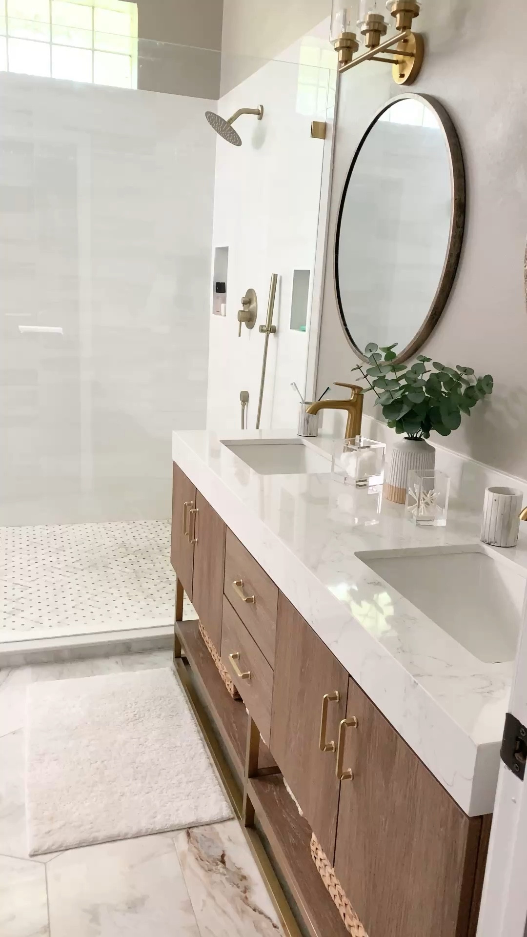 My bathroom vanity keeps selling out!  I love this oak wood double sink bathroom vanity.  Bathroom decor, home renovation, home decor, bath tub

#LTKSeasonal #LTKdayinmylife #LTKHome