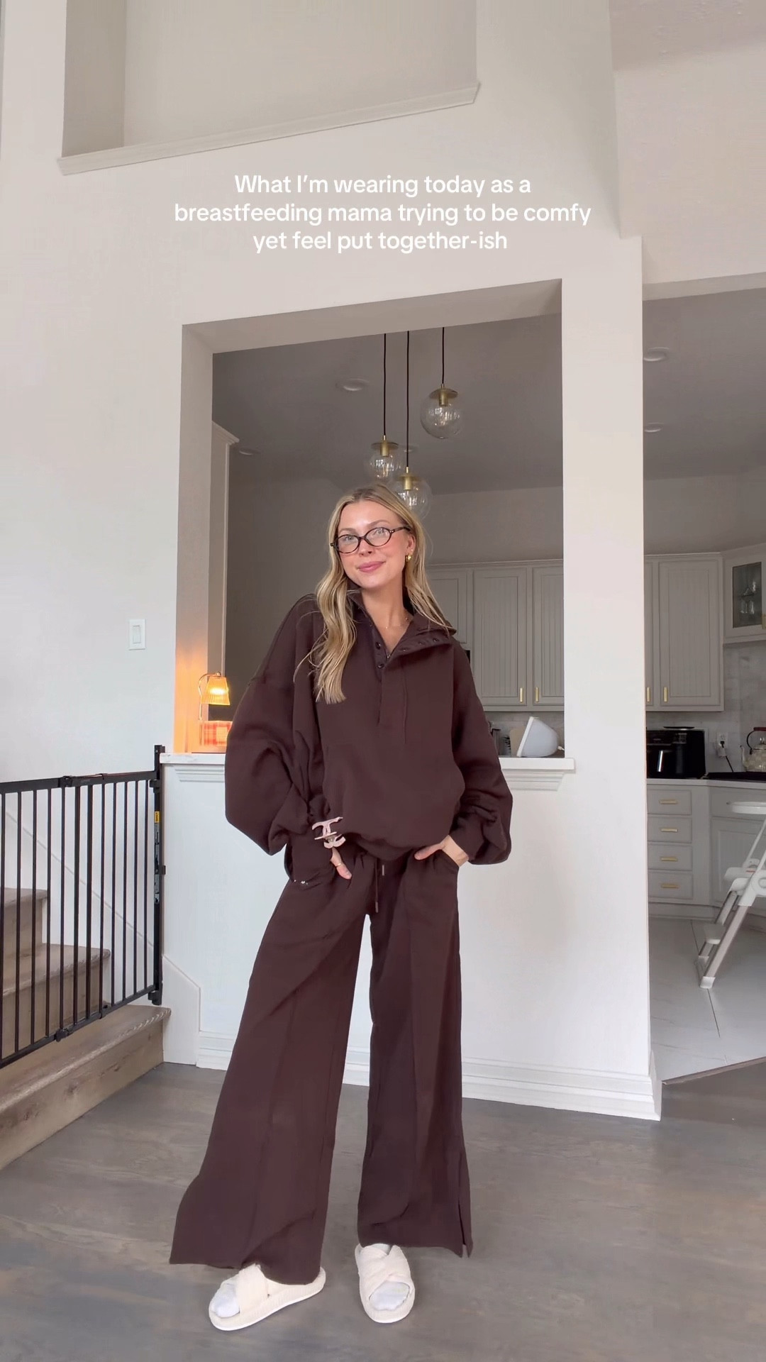 Super cozy lounge set!! Postpartum and nursing friendly!! Size S in sweatshirt and S reg in pants but should have done long. 

#LTKdayinmylife #LTKootd #LTKmomlife