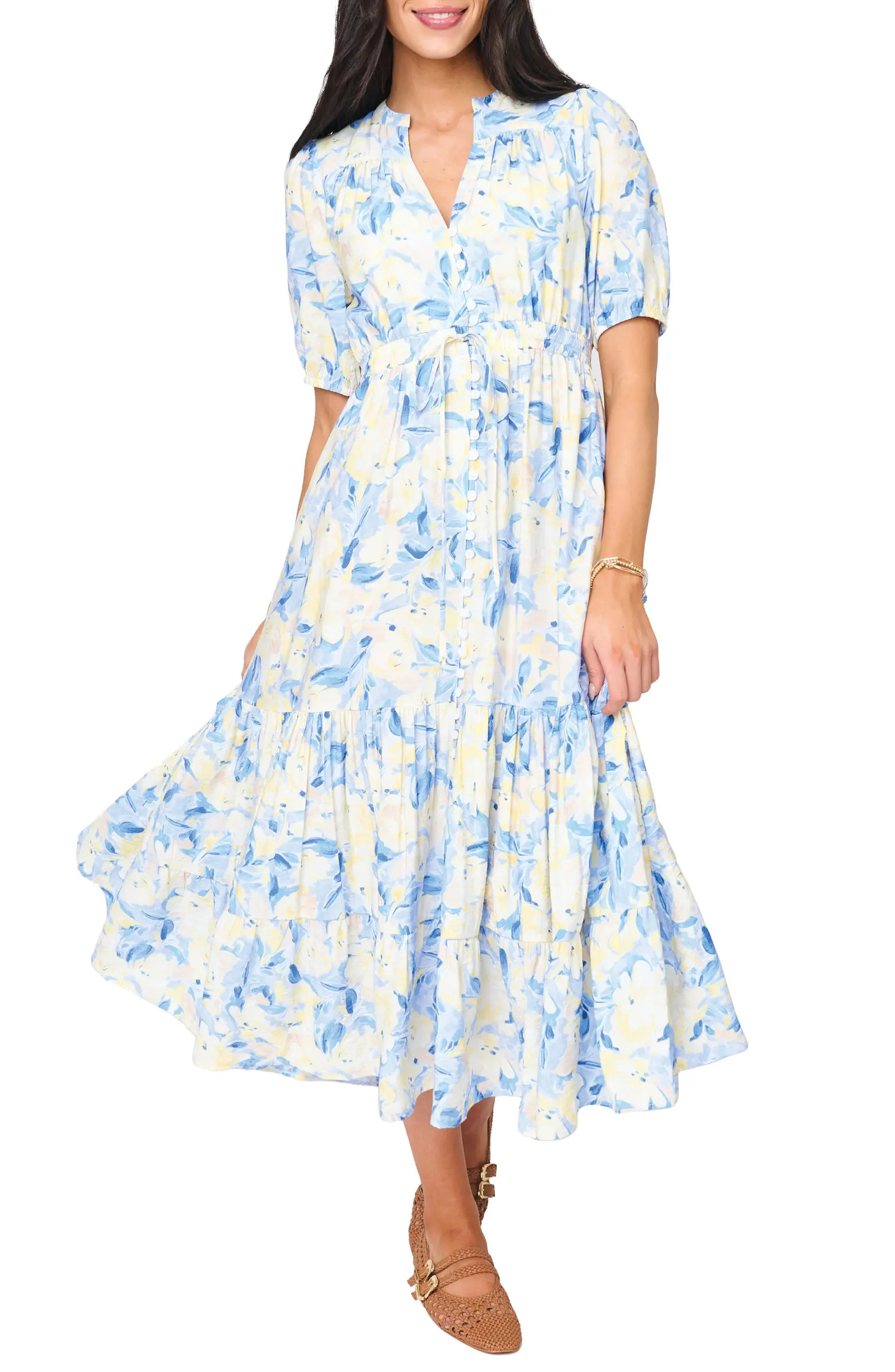 Kira Floral Drawstring Maxi Dress | Nordstrom