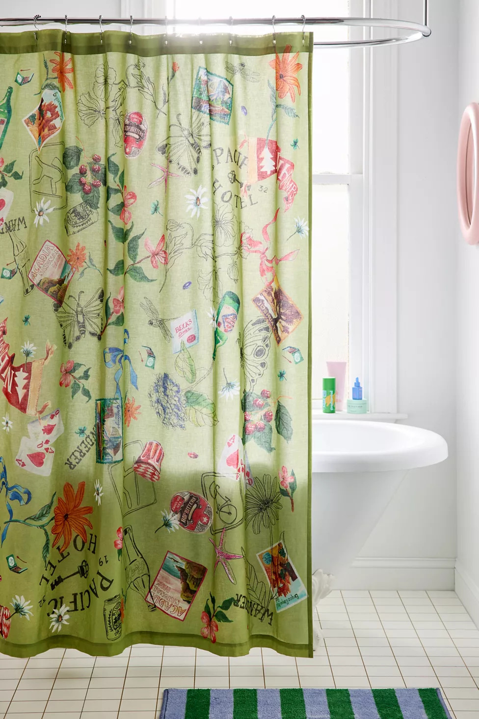 Postcard Patterned Shower Curtain | Urban Outfitters (US and RoW)