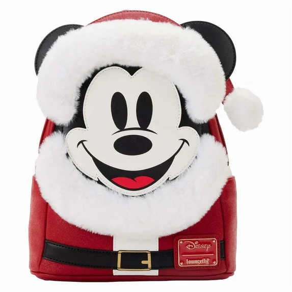 Loungefly Disney Exclusive Glitter Mickey Mouse Santa Mini Backpack | Walmart (US)