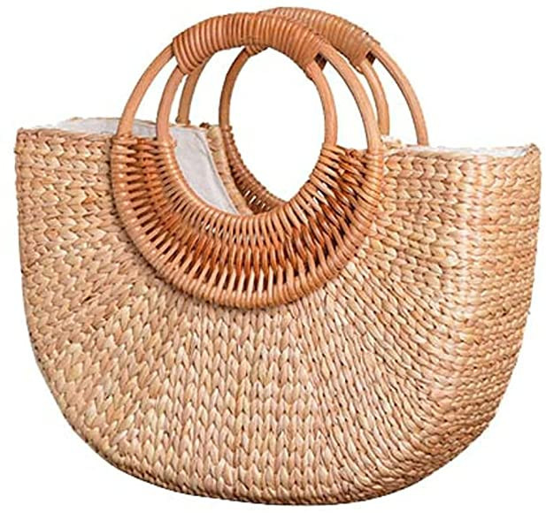 Women Girl Tote Bag Straw Hobo Handbag Fashion Woven Top Handle Bag Shoulder Bag Beach Purse Moon... | Amazon (US)