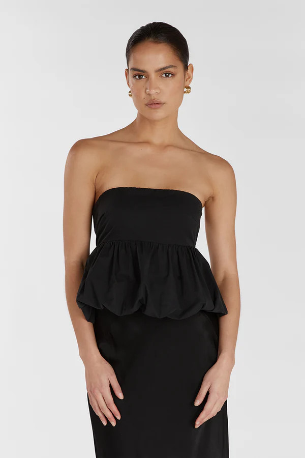 TULLULAH BLACK COTTON BUBBLE TOP | DISSH