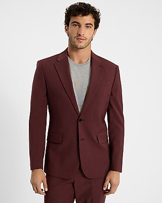 Classic Burgundy Wool-blend Modern Tech Suit Jacket | Express